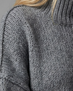 Oversized Funnel Neck Knit Jumper in Dark Grey