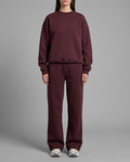 Relaxed Crew Neck Sweatshirt in Burgundy