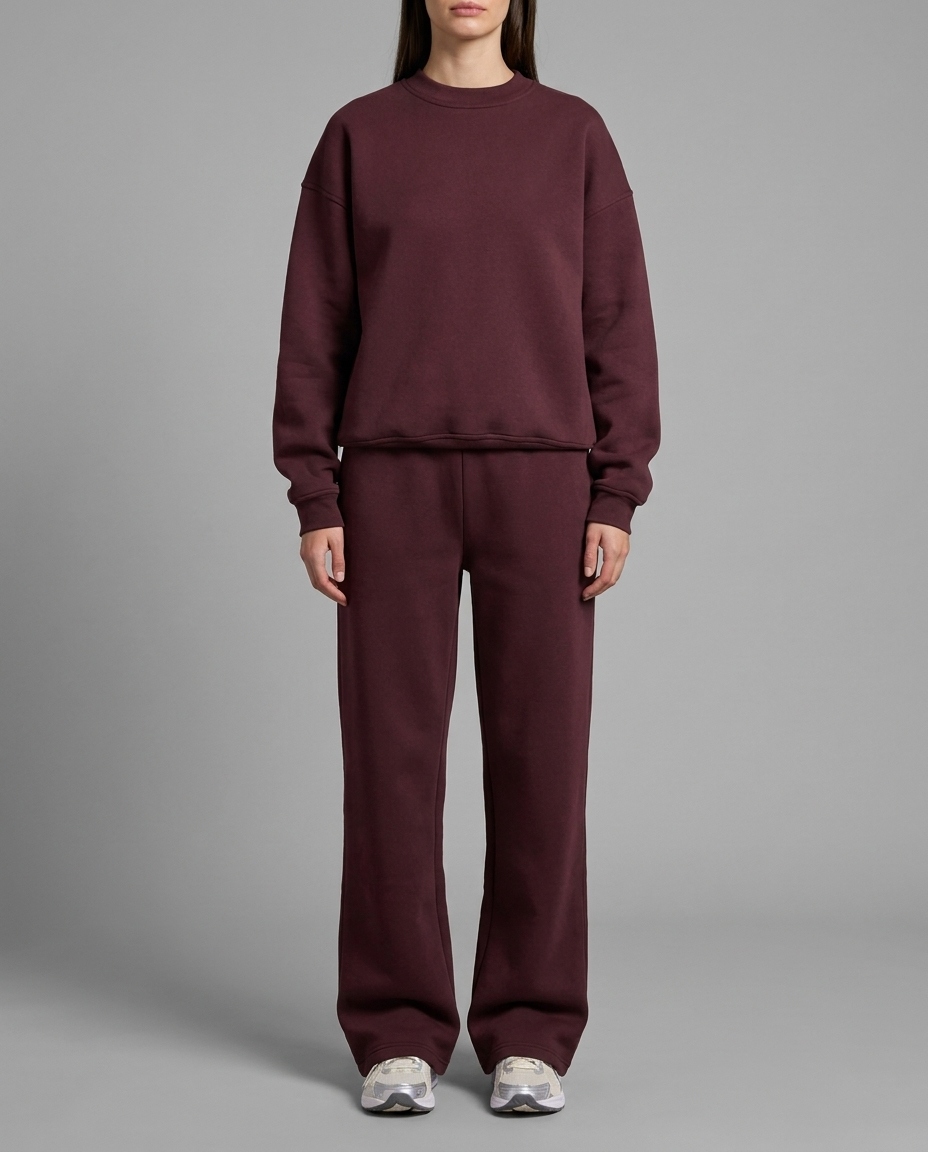 Relaxed Crew Neck Sweatshirt in Burgundy