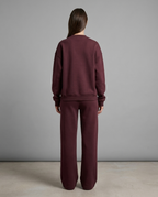 Relaxed Crew Neck Sweatshirt in Burgundy