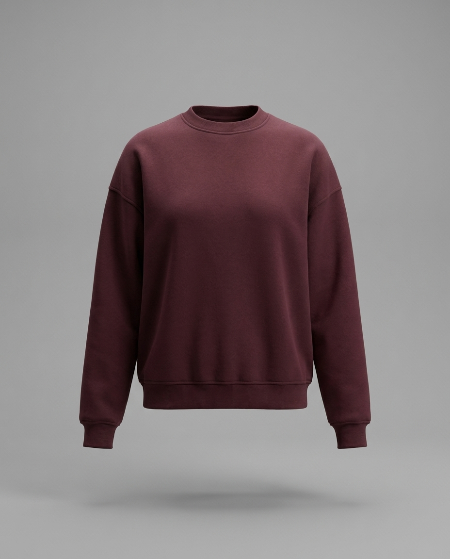Relaxed Crew Neck Sweatshirt in Burgundy